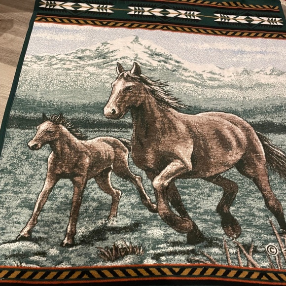RESERVED!! Vintage Biederlack Fleece "wild horses" blanket - Picture 3 of 6